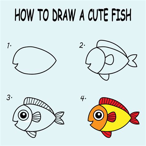How To Draw a Fish Easy Printable Lesson for Kids .